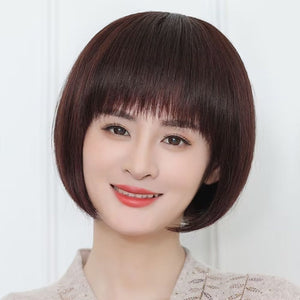 Natural Short Straight Bob Wig with Bangs(50% OFF)