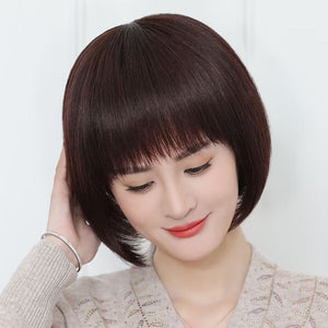 Natural Short Straight Bob Wig with Bangs(50% OFF)