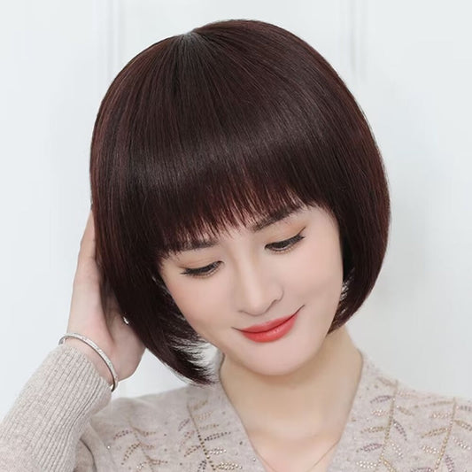 Natural Short Straight Bob Wig with Bangs(50% OFF)
