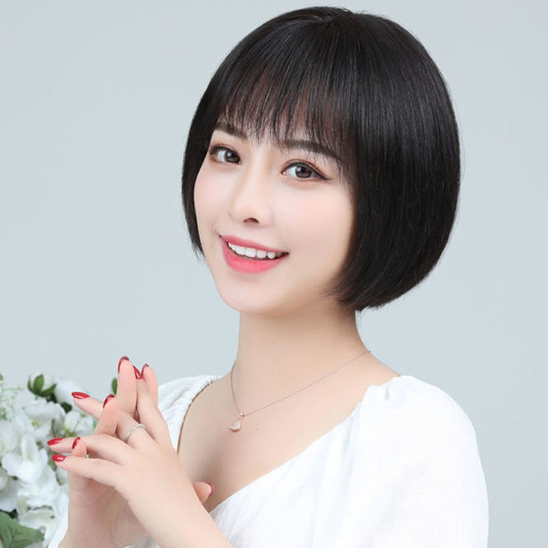 Natural Short Straight Bob Wig with Bangs(50% OFF)