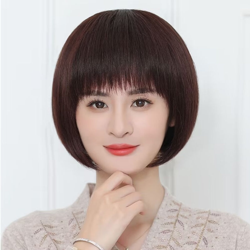 Natural Short Straight Bob Wig with Bangs（50% OFF）