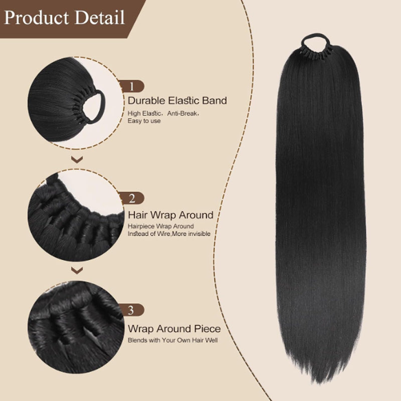 60CM High Temperature Silk Ponytail Hair Extension